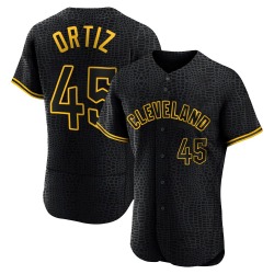 Luis Ortiz Cleveland Guardians Men's Authentic Snake Skin City Jersey - Black