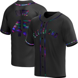 Luis Ortiz Cleveland Guardians Men's Replica Alternate Jersey - Black Holographic