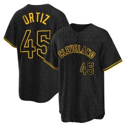 Luis Ortiz Cleveland Guardians Men's Replica Snake Skin City Jersey - Black