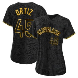 Luis Ortiz Cleveland Guardians Women's Authentic Snake Skin City Jersey - Black