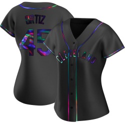 Luis Ortiz Cleveland Guardians Women's Replica Alternate Jersey - Black Holographic