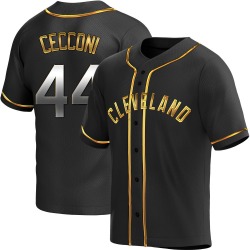 Slade Cecconi Cleveland Guardians Men's Replica Alternate Jersey - Black Golden