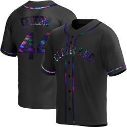 Slade Cecconi Cleveland Guardians Men's Replica Alternate Jersey - Black Holographic