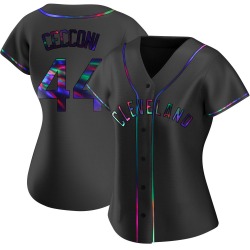 Slade Cecconi Cleveland Guardians Women's Replica Alternate Jersey - Black Holographic